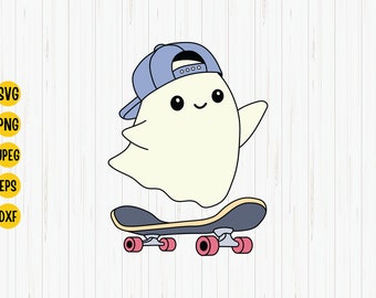 Halloween Ghost Skateboard (svg, png, jpg, dxf)