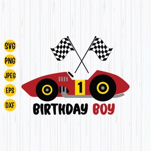 1er anniversaire de voiture de course, Svg anniversaire garçon, voiture de course, 1 an, anniversaire de voiture de course garçon Svg chemise, Cricut, voiture de course rétro, Png, Eps
