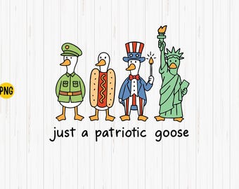 Patriotic Goose PNG: 4th of July Clipart (Digital Download