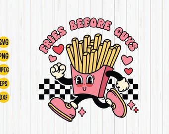 Fries Before Guys SVG: retro Valentijnsdagontwerp (digitale download)