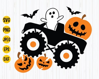 Pumpkin Monster Truck SVG: Halloween Ghost, Kids Fall Design (Digital Download)