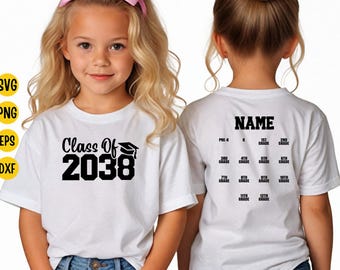 Personalized Class of 2038 Handprint SVG: Grow With Me Shirt Design (Digital Download)