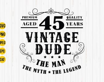 Vintage 45th Birthday Dude SVG: Aged to Perfection (Digital Download)