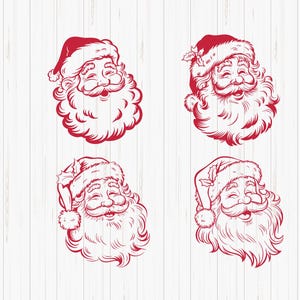 Vintage Santa Claus Svg, Old School Father Christmas,  Retro Santa Face Svg, Funny Santa Claus Png, Christmas Holiday Svg Cut File Download