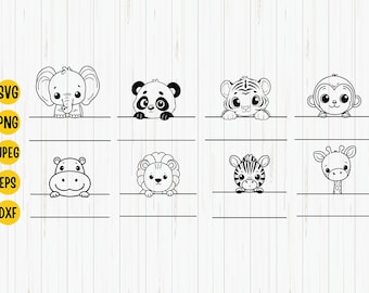 Safari Animal Name Frame SVG: Monogram Outline (Digital Download)