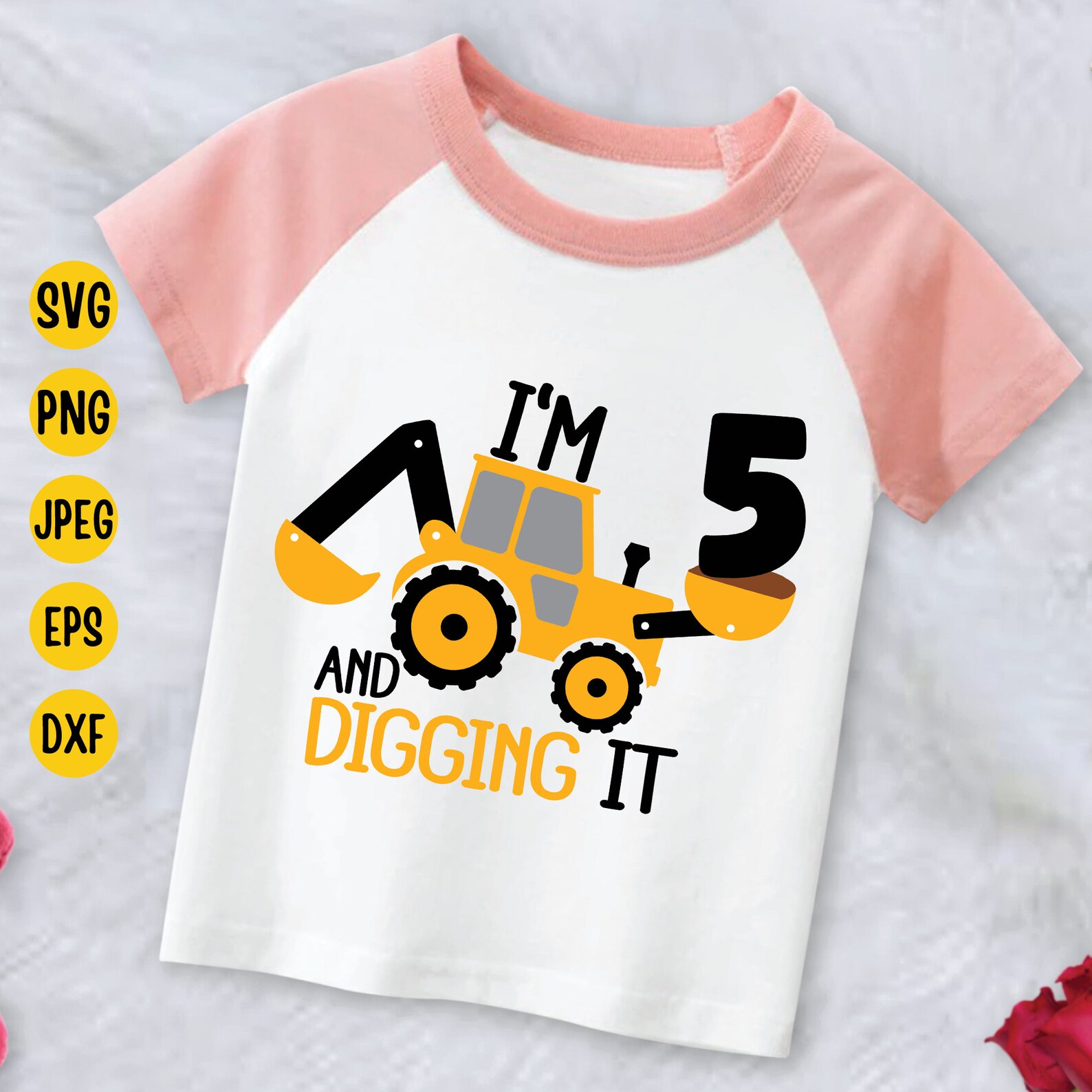 I'm 5 and Digging It Svg Construction Svg 5 Years - Etsy