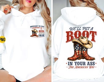 Patriotic Cowboy Boots PNG: Red White Blue American Way Design (Digital Download)