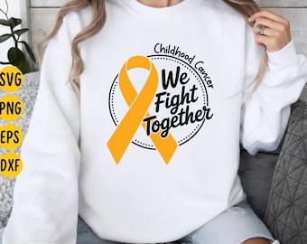 Childhood Cancer Awareness Gold Ribbon SVG - We Fight Together (Digital File)