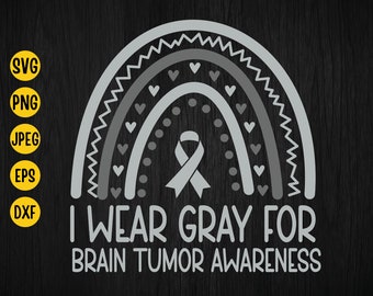 Brain Tumor Awareness SVG: Gray Rainbow Ribbon, Cut File (Digital Download)