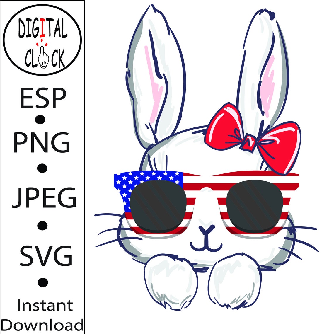 American Flag Bunny Svg Cute Rabbit In America Flag Svg USA | Etsy