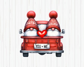 Gnomo de San Valentín PNG: Diseño "Tú y yo" (Descarga digital)