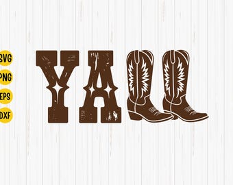 Y'all Cowboy Boots SVG, Western Design Svg, Cowgirl  Aesthetic Png, Boho Western Png, Western Bundle, Svg Western T-shirt