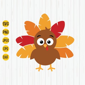 Thanksgiving Turkey SVG: Kid&#39;s Clipart, Fall Cut File (Digital Download)