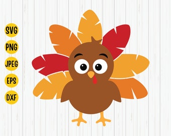 Thanksgiving Turkey SVG: Kid's Clipart, Fall Cut File (Digital Download)