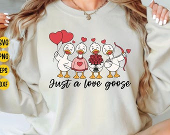 Solo un'oca d'amore, Oca di San Valentino in formato SVG, Anatre romantiche, Oche di San Valentino in formato PNG, Regalo divertente per coppie