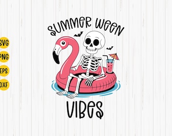 Flotteur squelette Summerween SVG : design effrayant pour les vacances d'Halloween (téléchargement numérique)
