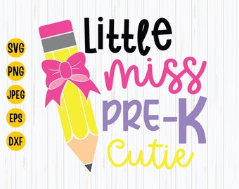 Little Miss Pre-K Cutie SVG: Tillbaka till skolan tröjdesign (digital nedladdning)