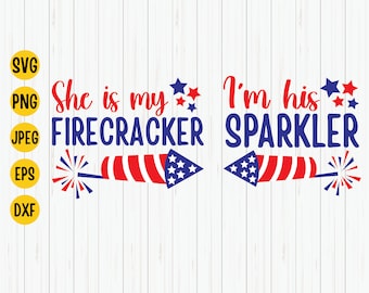 Firecracker Sparkler Couples SVG, 4th of July Patriotic Shirt (Digital Download)