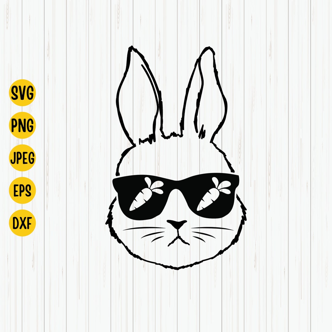 Bunny With Glasses Svg, Bunny Face Svg, Easter Svg, Bunny Shirt Design ...