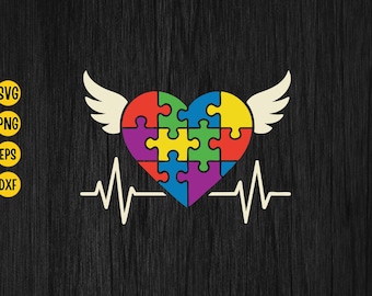 Autism Awareness Heart Puzzle SVG: Love Acceptance Design (Digital Download)