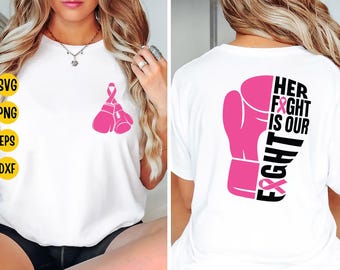 Breast Cancer Awareness SVG: Boxing Gloves Pink Ribbon Design (Digital Download