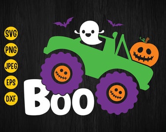 Halloween Pumpkin Monster Truck SVG: Ghost Boo Design (Digital Download)