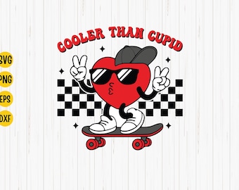 Cooler Than Cupid SVG PNG: Retro Valentine Boy Design (Digital Download)