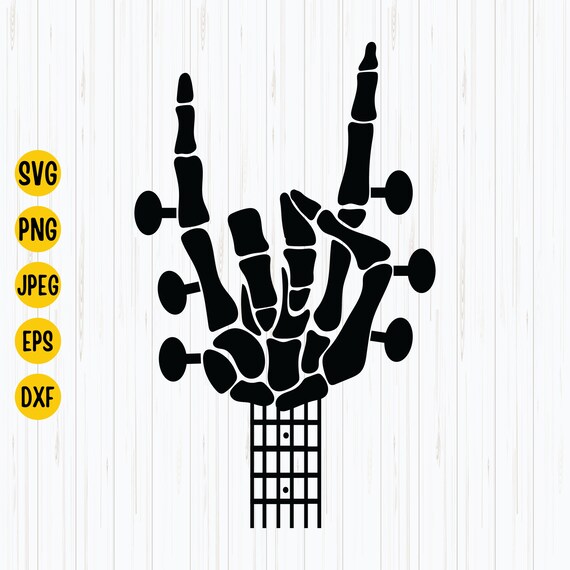 Rock And Roll Halloween Svg, Rock And Roll Skeleton Guitar