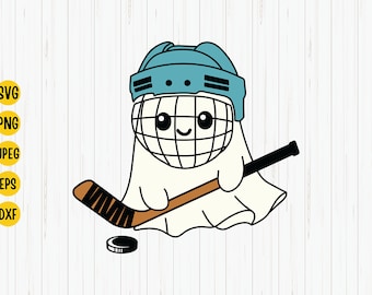 Ghost Ice Hockey SVG, Halloween Sports Clipart (Digital Download