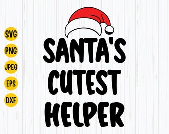 Santa's Cutest Helper SVG: Christmas Kids Shirt Design (Digital Download)