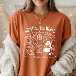 Ghosting The World SVG: Ghost Reading Book Lover Halloween, Bookish Fall Autumn Reader Digital Download