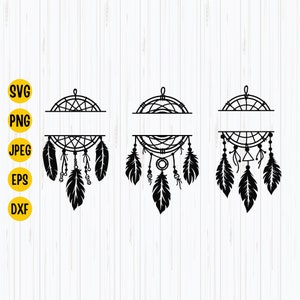 Monogram Dreamcatcher SVG: Bohemian Feather Design (Digital Download)