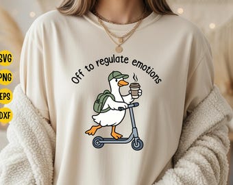 Funny Goose Scooter Meme SVG: Emotional Regulation, Mental Health Design (Digital Download)
