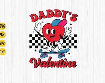 Walentynkowa deskorolka tatusia SVG: Retro Heart Boy (plik cyfrowy)