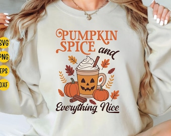 Taza de café con especias de calabaza SVG: Clipart de otoño (descarga digital)