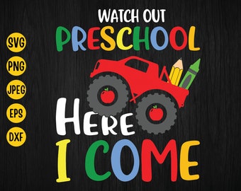 Monster Truck Preschool SVG: First Day of School Cut File (Digital Download)