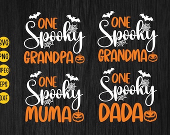 Spooky Family Halloween SVG Bundle: Dada, Muma, Grandpa, Grandma (Digital Download)