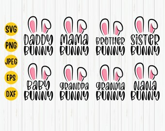 Easter Bunny Family SVG Bundle: Mama, Daddy, Sister, Brother (Digital Download)