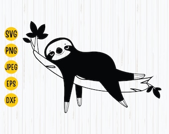 Sloth SVG, Hanging Sloth Clipart (Digital Download)