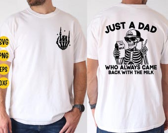 Skeleton Dad With Milk SVG, Father's Day Design (Digital Download)