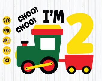 Choo Choo I'm Two Train SVG, 2nd Birthday Boy T-Shirt (Digital Download)