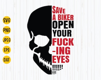 Save A Biker Skull SVG: Motorcycle Decal, Biking Life (Digital Download)