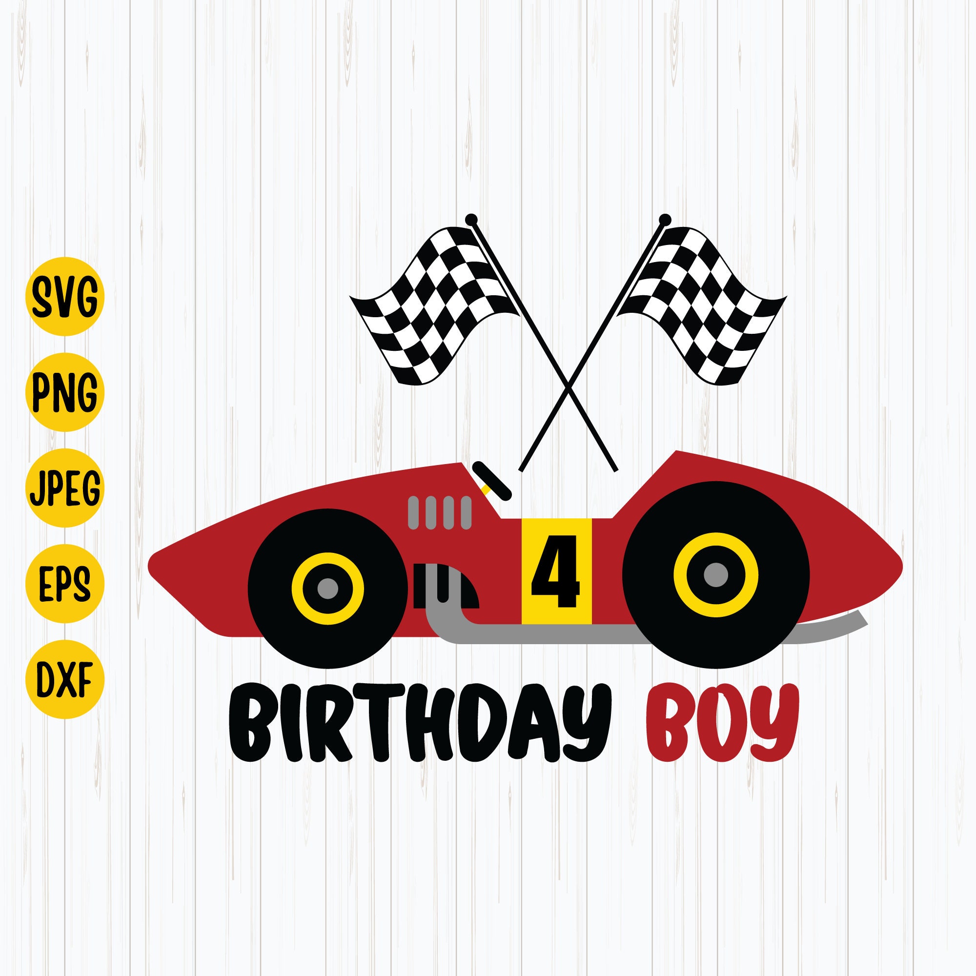 Race Car 4th Birthday Svg Birthday Boy Svg Racing Car Svg 4 Etsy
