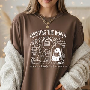 Ghosting The World SVG: Ghost Reading Book Lover Halloween, Bookish Fall Autumn Reader Digital Download