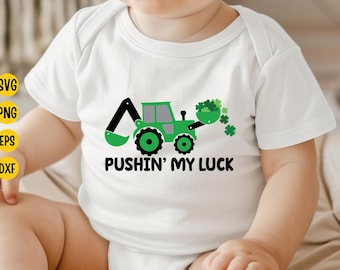St. Patrick's Day Tractor Shamrock SVG, Kids Shirt Design (Digital File)