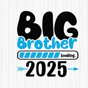 Könnte beinhalten: Blau-schwarzes Grafikdesign mit dem Text "Big Brother Loading... 2025" mit einem Pfeil auf jeder Seite des Jahres.
