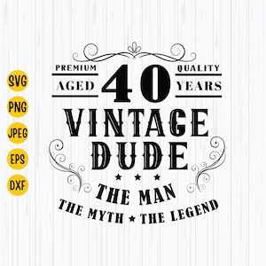 40 Vintage Dude Svg, 40º aniversário Svg, Dude Svg, 40 anos Svg, Vintage 1983 Svg, camisa de aniversário de 1983 Svg, Cricut, download instantâneo