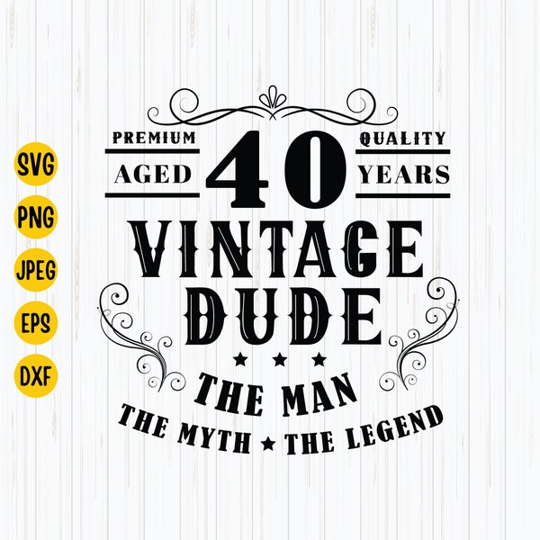 40 Vintage Dude Svg, 40th Birthday Svg, Dude Svg, 40 Years Svg, Vintage 1983 Svg, 1983 Birthday Shirt Svg, Cricut, Instant Download