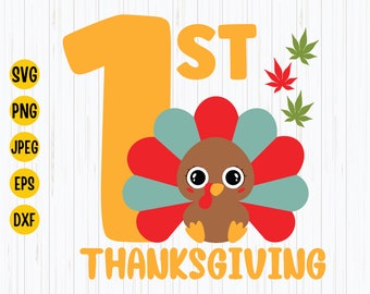 My 1st Thanksgiving Turkey SVG: Kids Fall Clipart (Digital Download)