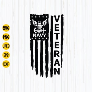 US Navy Veteran American Flag SVG - Distressed USA (Digital Download)